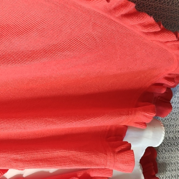 Coral Ruffled Women's Sweater - Picture 3 of 12